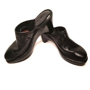 Born Black Leather Studded Mule Clogs